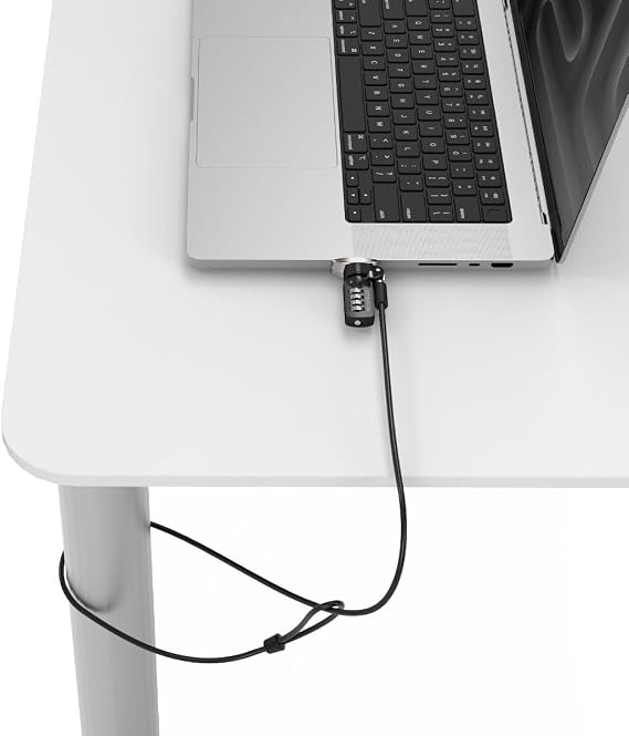 Compulocks Ledge Lock Adapter for MacBook Pro 16" M1,M2,M3, M4,M5 with Combination Cable Lock Silver
