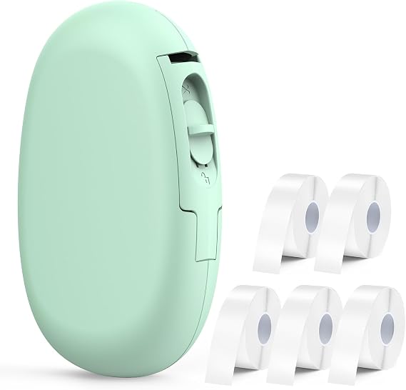 SUPVAN Label Maker E10 Green with 5 Rolls White Continuous Label