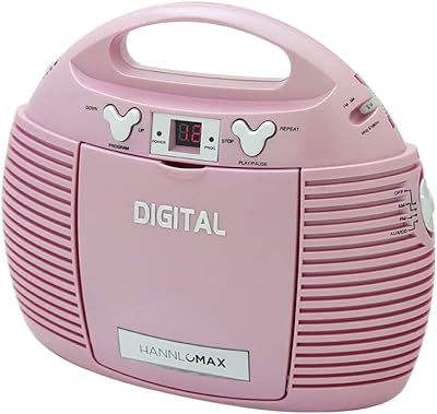 HANNLOMAX HX-327CD Portable CD Player with AMFM Radio, Aux-in, ACDC Dual Power Source. Pink