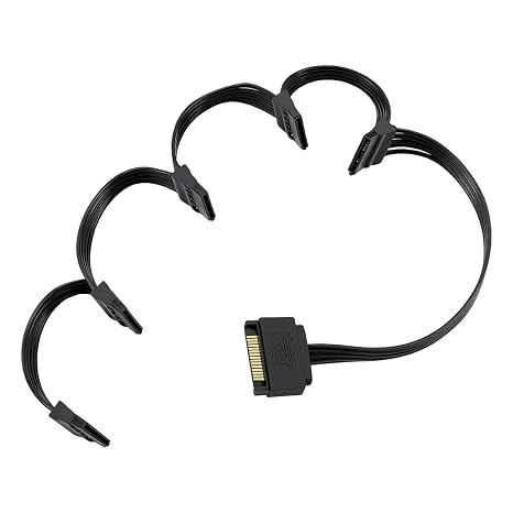 SATA Power Splitter 1 to 5, 70cm SATA Power Cable 15 Pin Male to 5 Female, SATA Power Extension Cable for SSD HDD Optical Drives, 18AWG Durable Adapter Cable