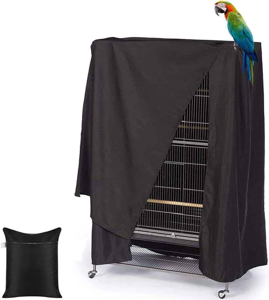 Bird Parrot Cage Cover Waterproof Sun Square Rolling Stand Birds Parrots Cages Covers Good Night Parrot Birdcage Protector Covers 35x25x47in