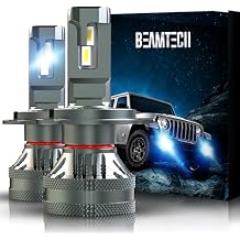 BEAMTECH H4 Bulbs, G-XP Chips Canbus Ready 600% Brighter 6500K White Light, Pack of 2