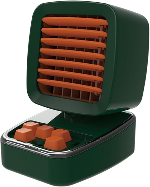 Portable air conditioning fan Portable Mini Air Conditioning USB Air Cooler Fan Quiet Humidifier Water Cooled Air Cooling Fan For Office Home With LED Light For Room,Home,Office ( Color : Vintage gree