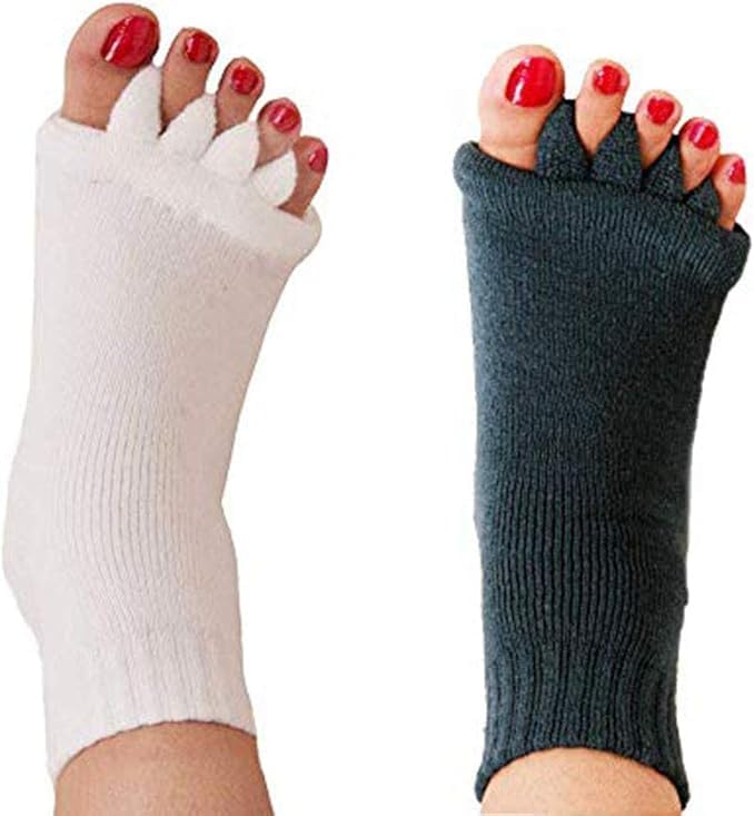 Separator Socks Yoga Sports Gym Health Massage Foot Alignment Socks WhiteBlack