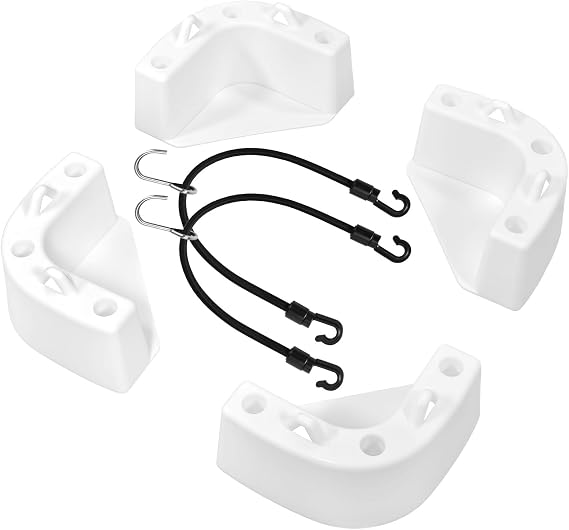 Boat Cooler Mounting Kit Compatible with Igloo Yeti RTIC Engle Coleman Coolers Cooler Holder for Boat Corrosion-Resistant Marine Cooler Mount for Boat/Truck, 4 Corner Brackets & 2 Bungee Straps White