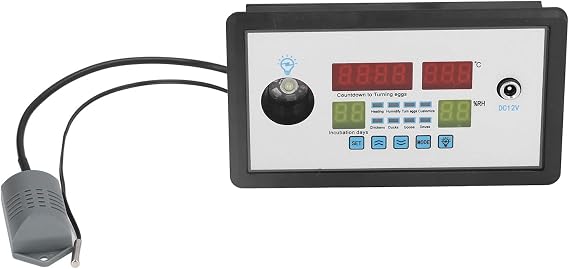 Fdit Intelligent Incubator Thermostat Digital Automatic Incubator Controller Egg Hatcher Temperature Incubator Controller for Various Eggs (12V)