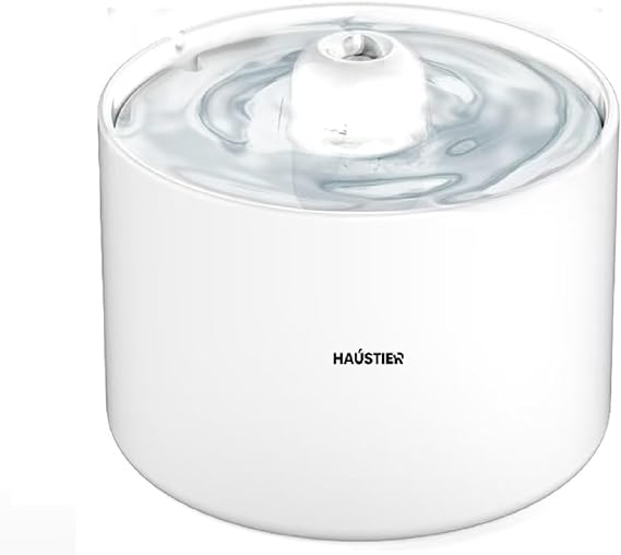 Haustier WF013 Ceramic Automatic Cat Water Dispenser,Cat Water Fountain,Water Spring 2Lt Large Hopper,Ult Quiet,Multilayer Filtration,Ceramic Design [Energy Grade A+]