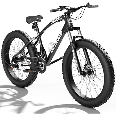 26 Fat Tire Mountain Bike for Adults 21-Speed High Carbon Steel Frame, Front Suspension & Dual Disc Brakes, All-Terrain Off-Road Bicycle