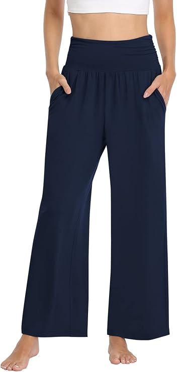 TARSE Womens Wide Leg Pants Casual Loose Yoga Sweatpants Comfy Lounge Pajama Flowy Pants Pockets