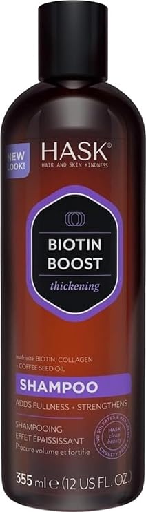 HASK Thicken Biotin Boost Shampoo, for Fine, Flat Hair, 355ml | Biotin shampoo, for fine, thin hair, adds fullness and volume, colour-safe, cruelty-free