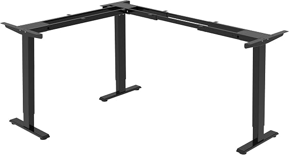 Fromann Adjustable 3 Legs Standing Desk Frame Base Electric Corner Sit-Stand Desk for Home and Office (Black)