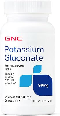 GNC Potassium Gluconate 99mg, 100 Tablets, Supports Normal Muscle Function