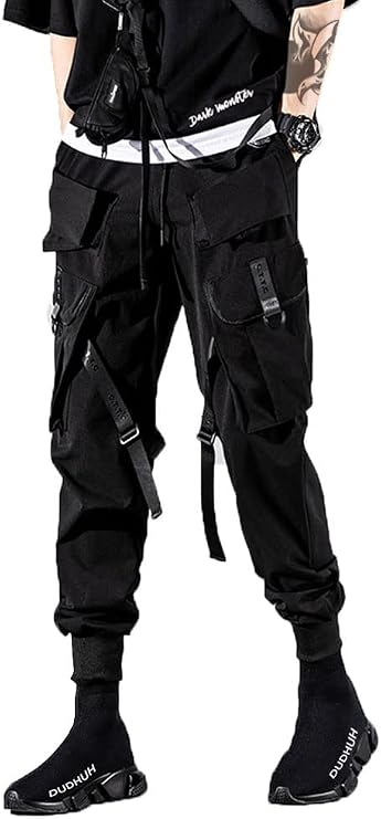 DUDHUH Cargo Pants for Men Techwear Hip Hop Harem Pants Streetwear Fashion Mens Tactical Track Jogger Pants