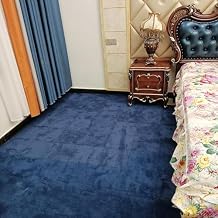 Plush Jigsaw Puzzle Playmats with Border,Interlocking Carpet Tiles,10 Pieces Foam Floor Mat,Living Room,Bedroom,30x30 Cm(Size:0.39 inch,Color:Navy Blue)