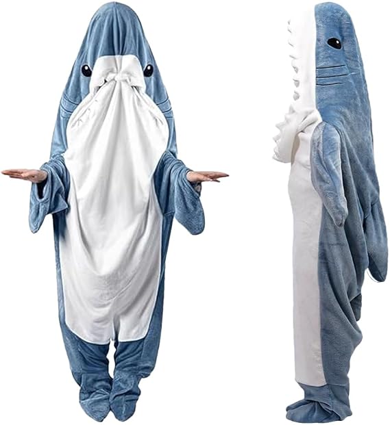 Shark Onesie Shark Blanket Hoodies Wearable Shark Blanket Soft Flannel Shark Costume Sleeping Bag Shark Pajamas