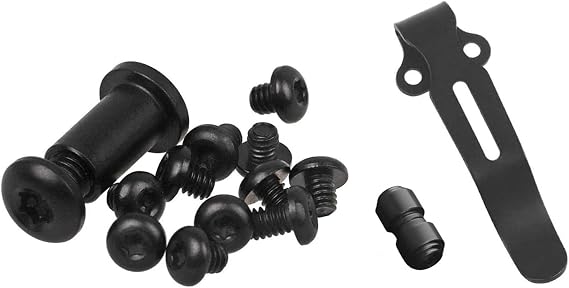 Titanium Screw Kit with Stainless Pocket Clip for Benchmade Bugout 535 (Black)