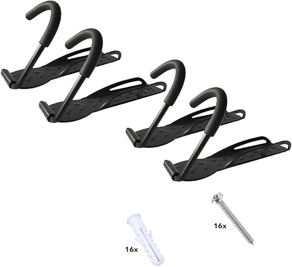 RASENFREUND® Bicycle Wall Mount for 4 Bikes Black Set of 4