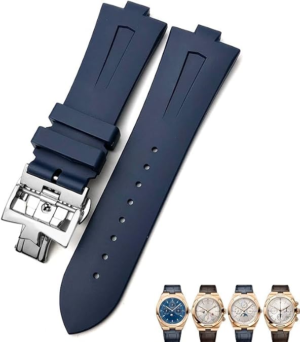 Rubber Silicone WatchBand 25mm * 8mm Fit for Vacheron Constantin Overseas Watch Band Black Blue Waterproof Strap