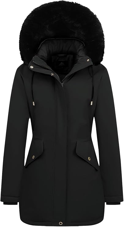 MOERDENG Women's Long Winter Down Coat Thicken Fleece Lined Puffer Jacket