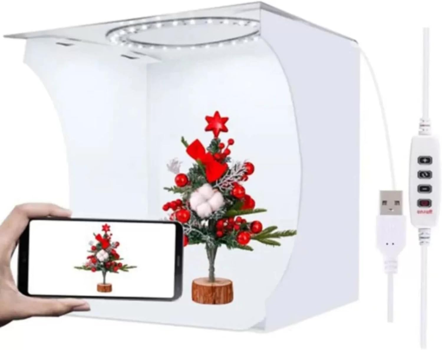 Premium Production Portable Portable 23x24x23 Cm Product Photo Shooting Tent with White Led Light