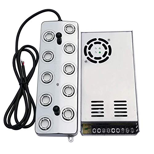110V 4.5kgh 3500-5000MLH Industrial 10 Head Ultrasonic Mist Maker Fogger Air Humidifier wTransformer Accessories Fountain Pond Atomizer Greenhouse Hydroponics for GardenLawnPond