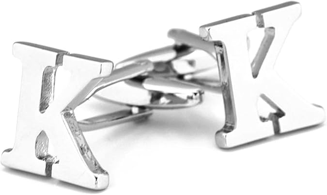 Cufflinks, Cufflinks for Men Unique Fathers Day Valentines Day Groom Gifts Silver Copper Cuff Links Letter K Design