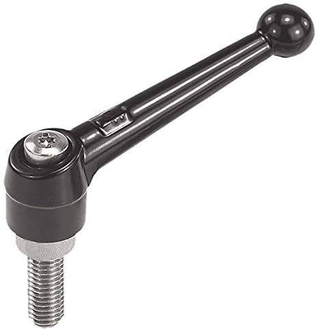 Kipp 06431-2A41X50 Zinc/Stainless Steel Adjustable Handle, 3/8-16" External Thread, Classic Ball Style, Inch, Black Satin Powder-Coated Finish, Stainless Components, Size 2, 50 mm Screw Length