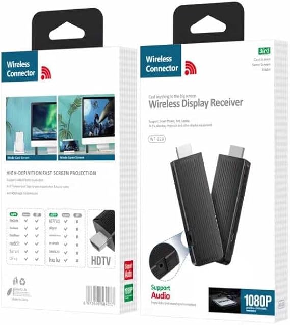 Netflix,TV Box,HDTV, Monitör ve Projektörler İçin Kablosuz Wireless HDMI Ses ve Görüntü Aktarıcı