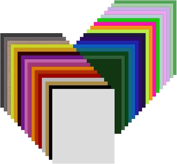Heat Transfer Vinyl Bundle - 43 Pack 12 x 10 PU Iron on Vinyl for T-Shirts | 32 Assorted Colors HTV Vinyl for Heat Press - Easy to Cut & Weed Iron on Vinyl Compatible with Cricut Cutting Machine & Camo