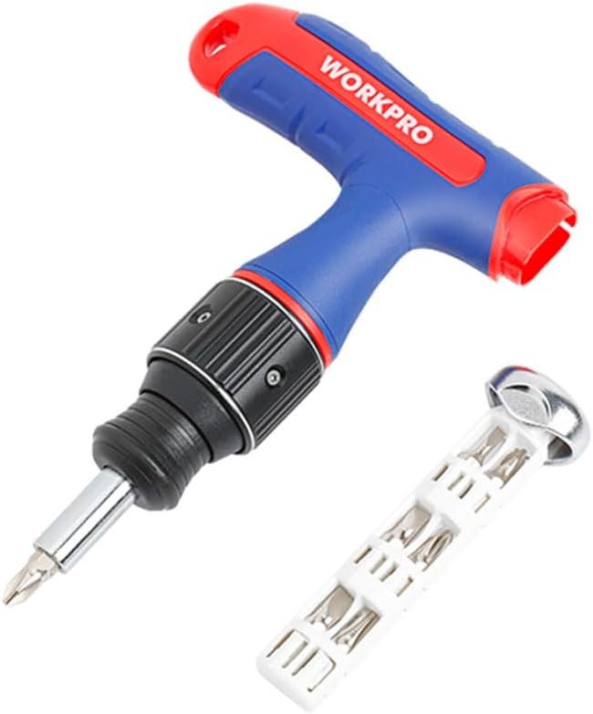 WORKPRO WP221072 7-IN-1 Professional CR-V T- Handle Ratchet Magnetic Screwdriver Set