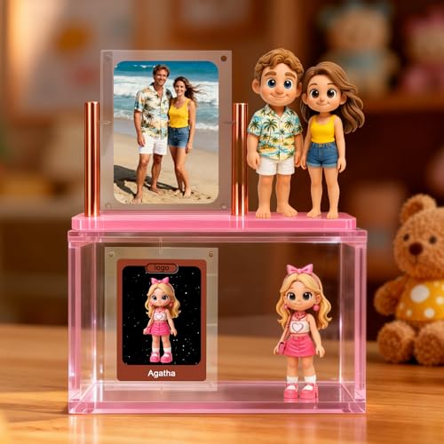 Custom Action Figure Personalized 3D Mini Figurine Statue with Card HD Resin Cartoon Sculpture Collectible Gifts for Couple Dad Mom Unique Birthday Anniversary Christmas Wedding Gift