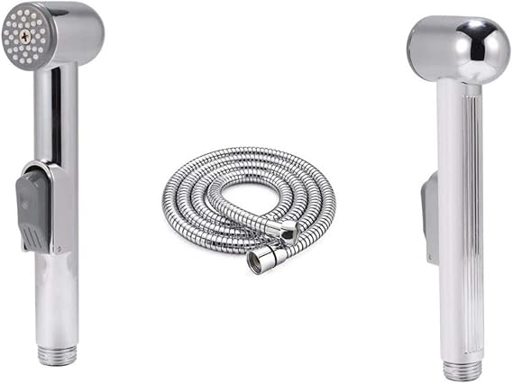 New Improved 2025 Universal bargin Muslim SHATAFF with Shower Hose Chrome Bidet Hose Douche Hand Shower Spray Toilet Hand Held Bidet Spray Kit with Brass Shut Off Valve