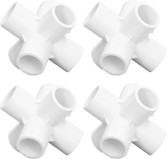 6 Way PVC Pipe Connectors Compact Corner Elbow Fittings for Greenhouse Furniture White PVC 20mm 10PCS