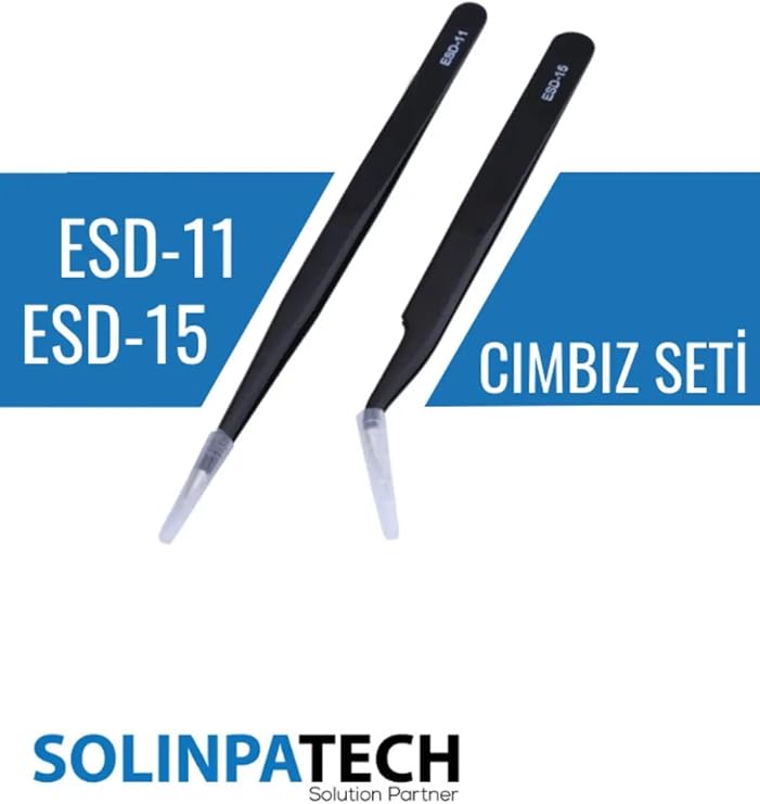 2'li Hassas Antistatik Cımbız Seti – Karbon Fiber Uçlu Esd-11 & Esd-15