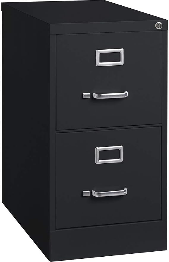 Lorell Fortress 2-Drawer Vertical File Cabinet with Lock, 15" x 25" x 28.4", Black