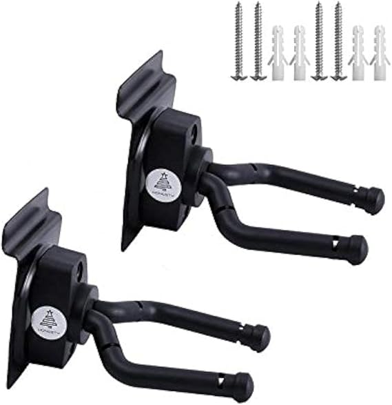HONESTY Guitar Display Hanger, 2-Pack,for Slatwall and Wall Hangers, Premium Guitar Hooks Perfectly Displayed in Music Retail Stores/Bedrooms/Bars, Black
