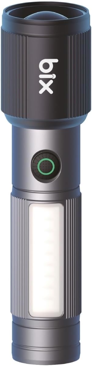 Bix Flashlight BX2153FL 7W LED, Max. Compact Flashlight with 2000mAh Rechargeable Magnetic Cob LED Body with 330 Lumens Brightness and Range Up to 325 Meters [Energy Class A]
