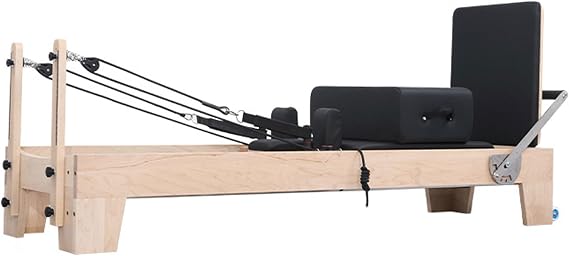 Reformer, Pilates Fitness Equipment, Pilates Reformer Machine Foldable for Studio Home Gym Yoga Workout, Superfiber Leather, Durable Springs, Maple Wood