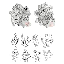 118 Pcs Water Soluble Hand Sewing Stabilizers, Embroidery Stick and Stitch Embroidery Paper Wash Away, Floral Patterns for Hand Sewing Lovers, Adults (Plants Flowers)