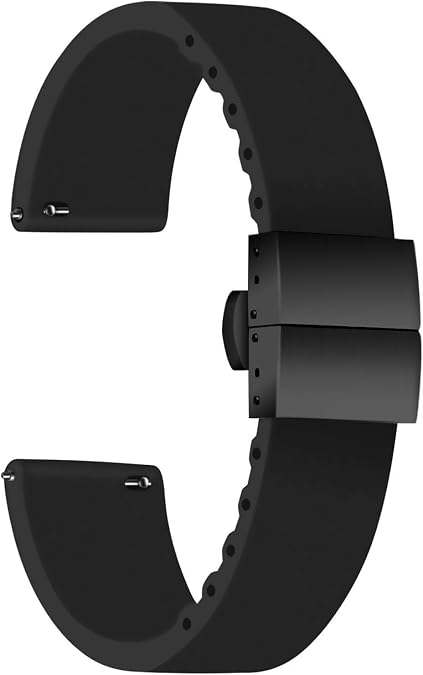 Silicone Watch Strap Replacement Rubber Watch Band Waterproof - 14mm, 16mm, 18mm, 20mm, 22mm, 24mm Watch Bracelet with Black Stainless Steel Deployment Buckle