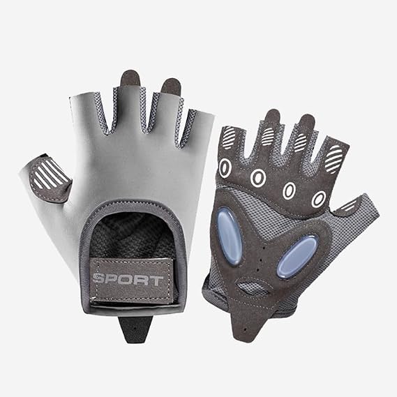Fitness Sports Gloves, Machine Training Gloves, Anti-Slip Wear, Outdoor Sports Cycling Gloves (Grey, S)