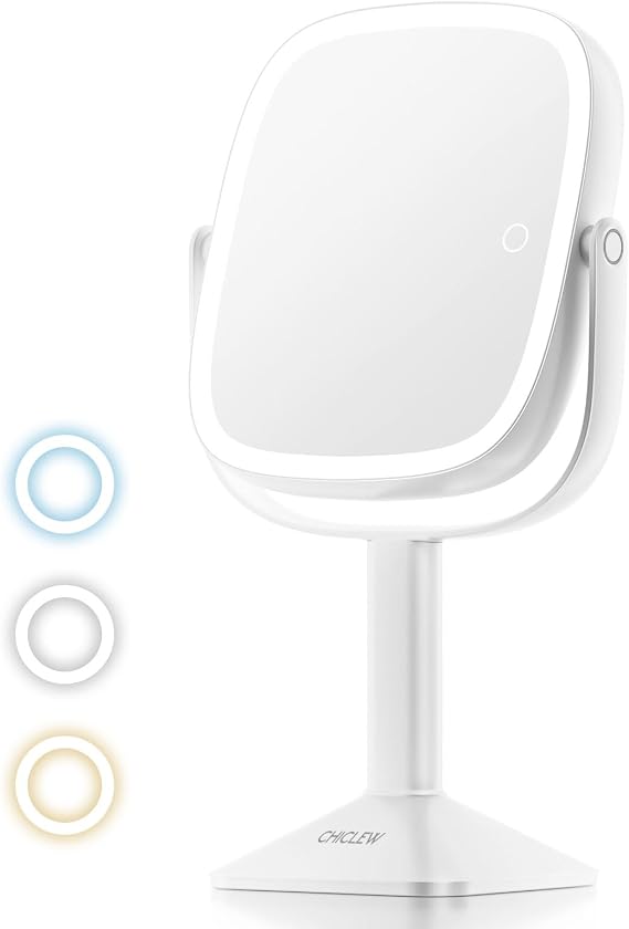 9.5in Makeup Mirror With Lights, Double-Sided 1X/10X Led Magnifying Mirror | 3 Color Lights, Stepless Dimming, Touch Control, Usb Charging, 360° Rotation Illuminated Makeup Mirror For Table Makeup