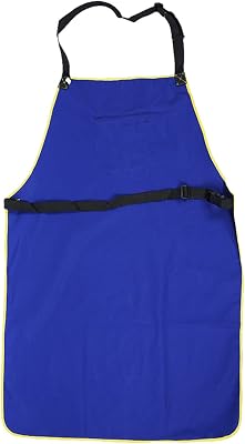 Flame Retardant Welding Apron, Fire Resistant Safety Work Apron with Pockets and Adjustable Straps, Tear Resistant, Washable, for Welding, Metal Processing