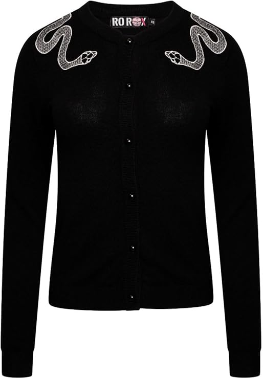Ro Rox Gothic Snake Cardigan for Women Black Alternative Knit Cardigan Regular & Plus Size XS-4XL