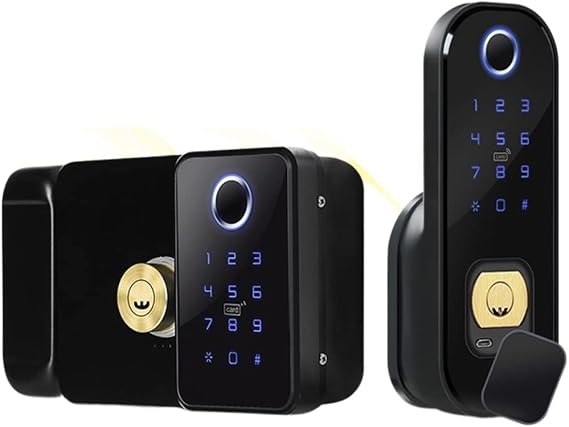 Smart Door Lock, Waterproof Smart Lock For Gate Outdoor Keyless Electric Rim Double Sided Fingerprint Reader Lock With Ttlock App,Home Office Apartment(Double side)