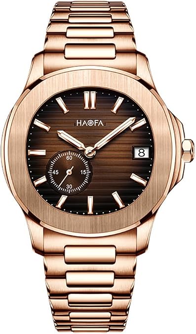 Haofa Micro-Rotor Mechanical Watch for Men 9.7MM Thin Second Disk Calendar Mens Automatic Watch Sapphire Stainless Steel Luminous Watch Business Casual 2290N