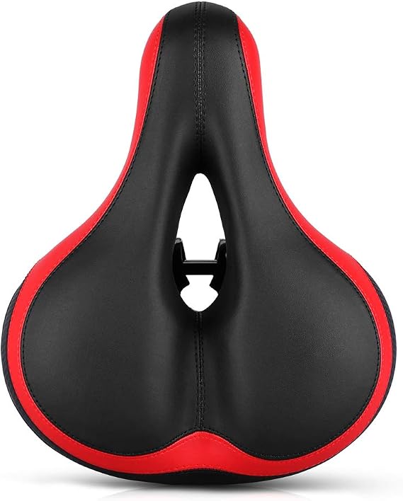 Bike Seat Bicycle Saddle,Comfortable Soft Wide Bike Saddle Bicycle Breathable Professional Mountain Bike Seat Cushion Memory for MTB Road Gel Comfort Hybrid Cyclists - red