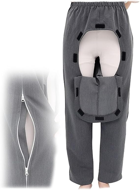 Patient Care Pants, Rehabilitation Trousers, Adult Open Crotch Pants Clothing Incontinence Pants For Women And Men Disabled And Elderly Suitable Clothing For Clothing Easy To Wear And Remo(Color:XXL)