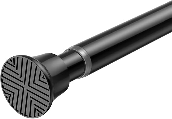 Small Tension Rod 16-38inch Black Tension Curtain Rod No Drilling Spring Rods for Windows Short Tension Rod Adjustable Curtain Rod for Windows,Door,Closet,Kitchen