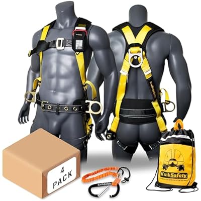 KwikSafety - TYPHOON Safety Harness [3 D-RINGS  BACK SUPPORT] Safety Harness Fall Protection Kit, 2025 ANSI Compliant